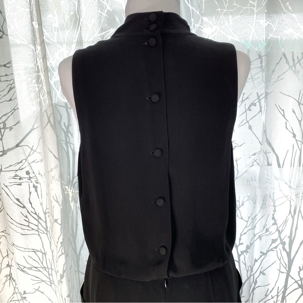 LAFAYETTE 148 NEW YORK black cowl neck sleeveless back button up midi dress - Picture 7 of 11